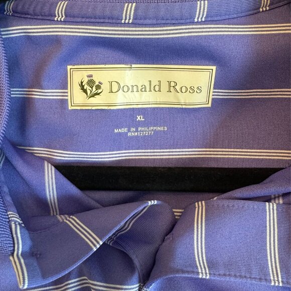 Donald Ross Golf Polo Men’s XL Purple Striped Tuxedo Club Logo - Picture 3 of 8